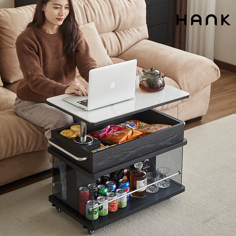 现代简约实木升降茶几轻奢现代高级感阳台茶台移动边柜沙发边几