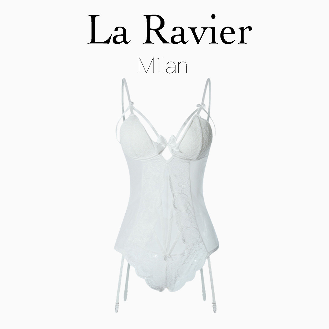 意大利 LARAVIER小胸显大蕾丝马甲睡衣女士免脱性感塑身连体衣