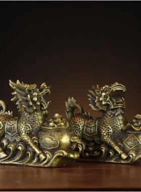 杨记麟铜麒麟摆件元宝麒麟钱袋铜麒铜聚宝盆麒QJY麟