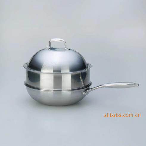 家三层炒锅无烟无毒不粘无涂层30C自钢带蒸格993锅大多功能用公用