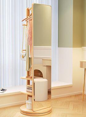 实帽木全身镜落地镜子衣架一服装店试ZPF衣镜挂衣架纳旋转体收架