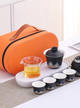 行功夫12829茶具套装便携式式泡茶户外旅快客杯日壶四杯节一日商