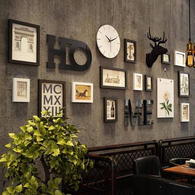 4481高分挂子照_4481_大尺寸画片墙复古组合相框餐饮饰画可换相装