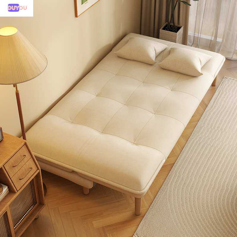 2026新款出租房折叠两用小户型沙发客厅实木双三人棉麻布艺沙发床