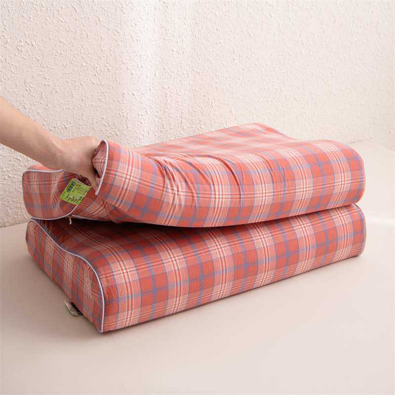 全棉色织水洗棉乳胶枕头枕芯家用成人枕慢回弹护颈枕厂家直销