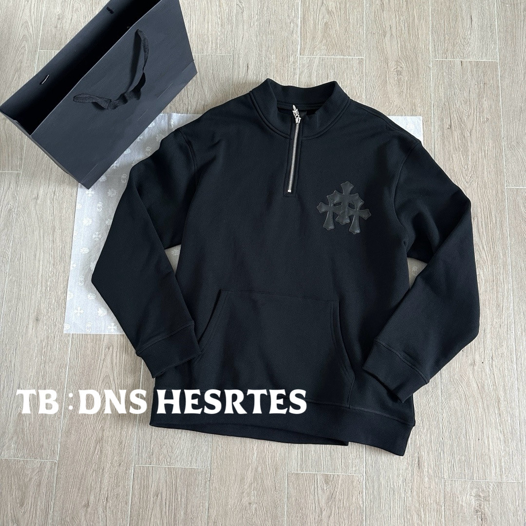 thumbnail for [Ceiling] DNS Used Calico Lamb Leather Sanskrit Cross Half-Zip Sweatshirt, Unisex