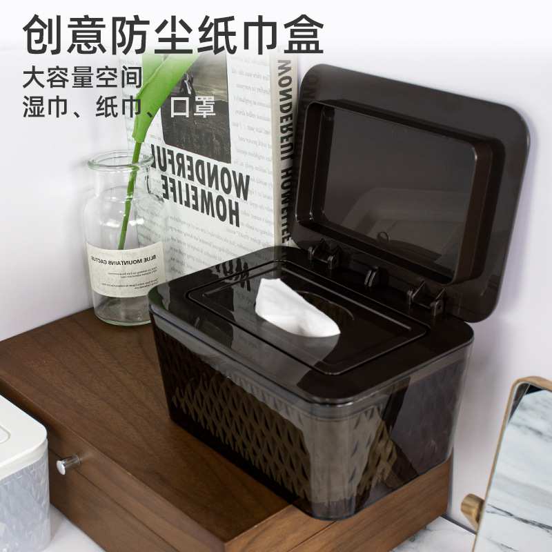 跨境大号湿纸巾盒带盖 家用客厅卫生间厕所收纳盒 车载塑料抽纸盒