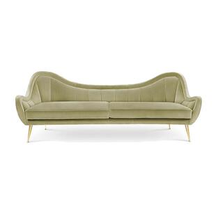 新品简约客厅金属脚丝绒布艺三人拆洗沙发造型设计师弧形家具