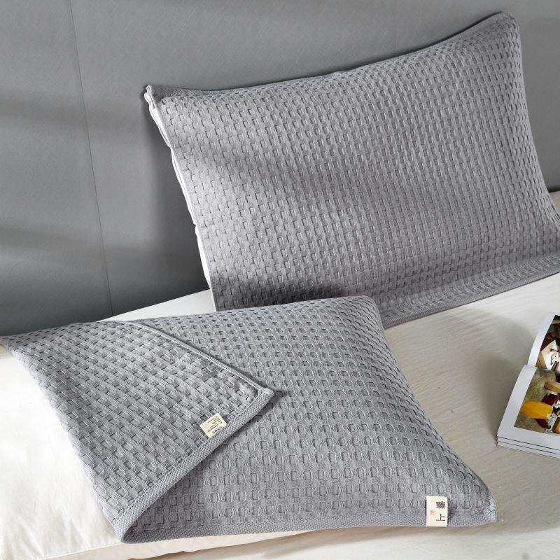 类纯棉华夫格枕巾加厚全棉纱布情侣枕头巾一对48*74枕头套巾单