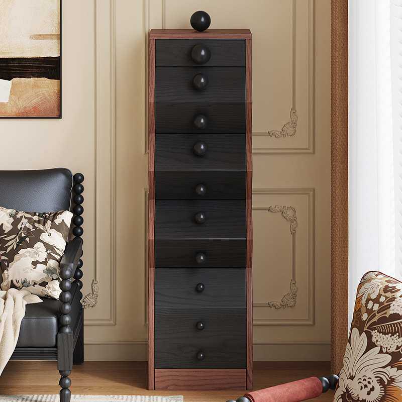 法式中古风实木五斗柜储物柜客厅玄关复古收纳柜卧室靠墙餐边立柜