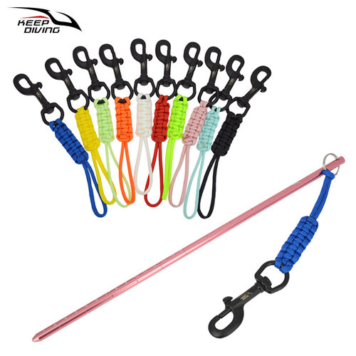 手工编织绳单头挂钩316不锈钢潜水BCD配件防丢绳水下夜光安全绳扣