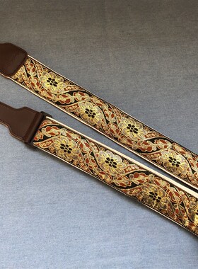 纯手工加强版金色刺绣吉他背带适合于吉他电吉他贝斯guitar strap