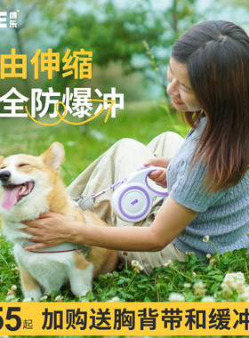 得乐狗狗牵引绳自动可伸缩泰迪柯基遛狗猫咪宠物中小型犬牵狗绳