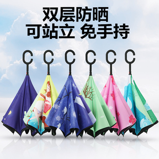 雨伞抗风反向伞直长柄手动大号遮阳伞男女广告伞定制logo印字处理