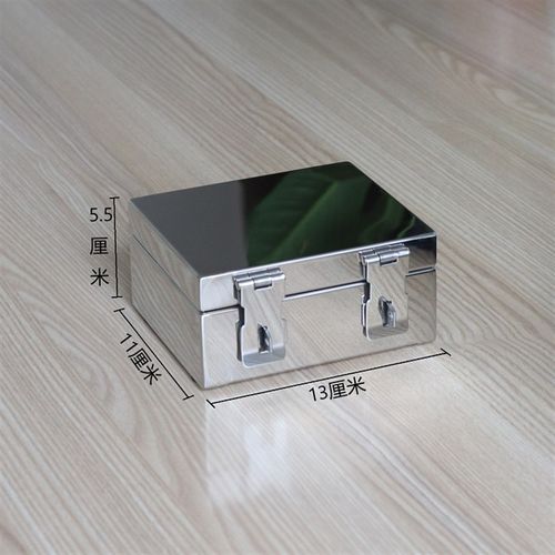 小号不锈钢银行专用收纳盒子财务印章盒可爱便携铁盒子带锁扣定做