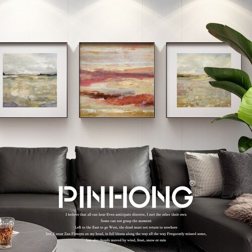 PINHONG 霞光万丈 客厅轻奢沙发背景墙画艺术抽象装饰画壁画酒店