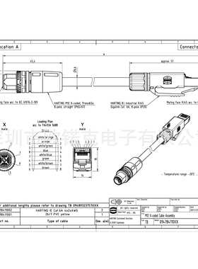 HARTING浩亭09478411002哈丁M12圆形连接器RJ45两端预接