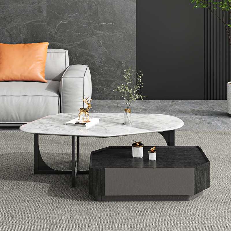 新款轻奢岩板茶几现代简约茶几桌客厅家用网红圆形组合小户型桌子