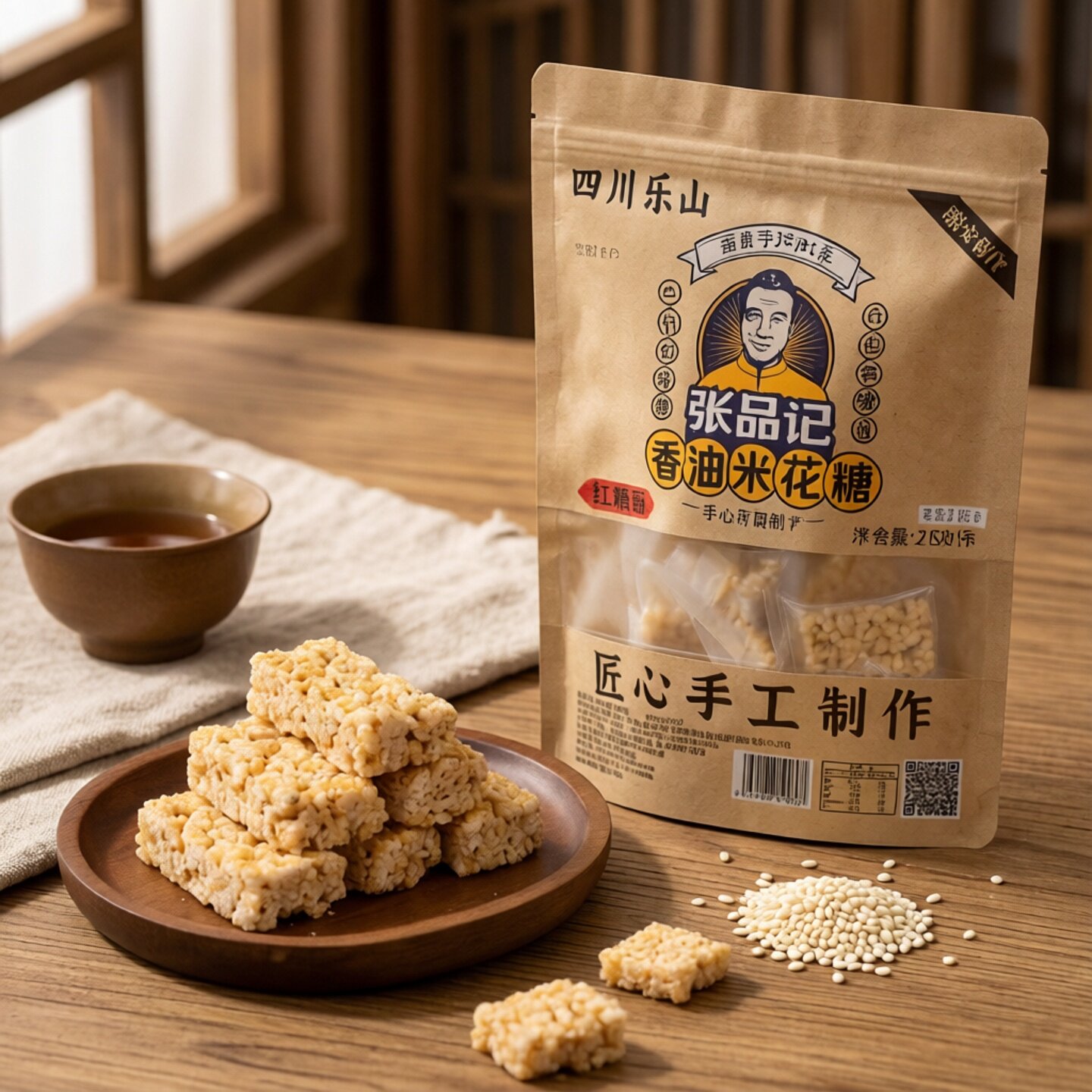 张品记乐山苏稽特产香油米花糖零食休闲美食点心老式手工传统糕点