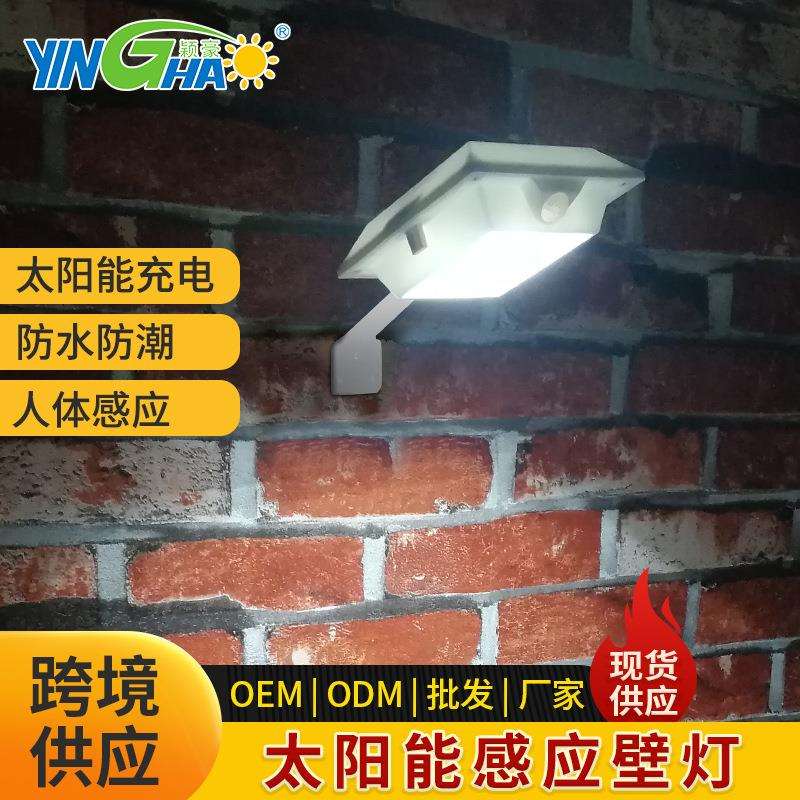 跨境太阳能灯户外10led灯人体感应水槽太阳能屋檐灯壁灯太阳能板