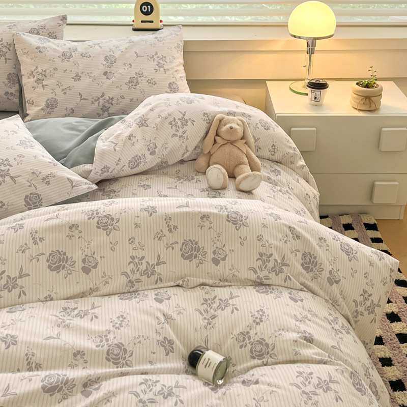 新款全棉磨毛四件套加厚床单款1.8m床笠印花小清新南通纯棉四件套
