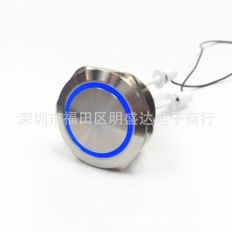 40mm金属按钮工业机械开关自锁/自复位防水开关环形灯24VLED