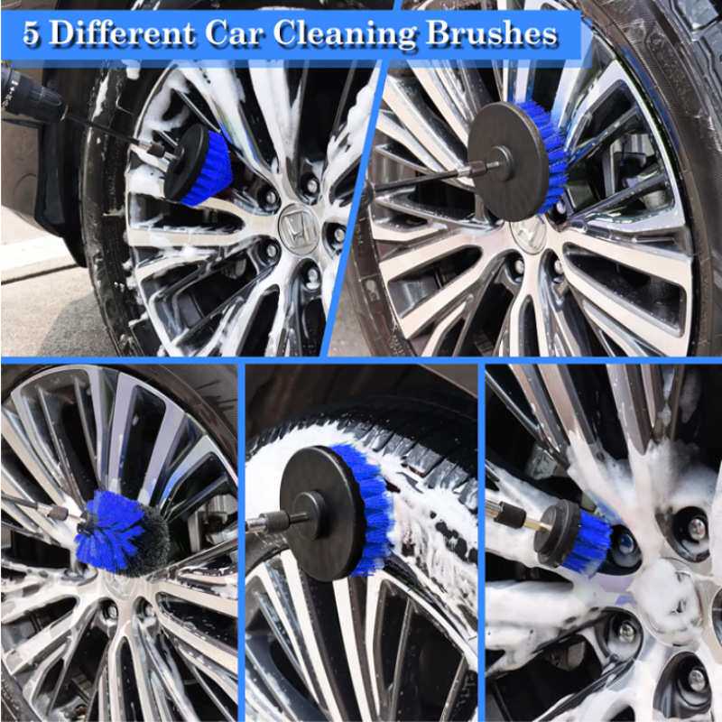 跨境洗车电钻清洁刷24件套轮胎轮毂清洁刷车内缝隙刷头洗车刷套装