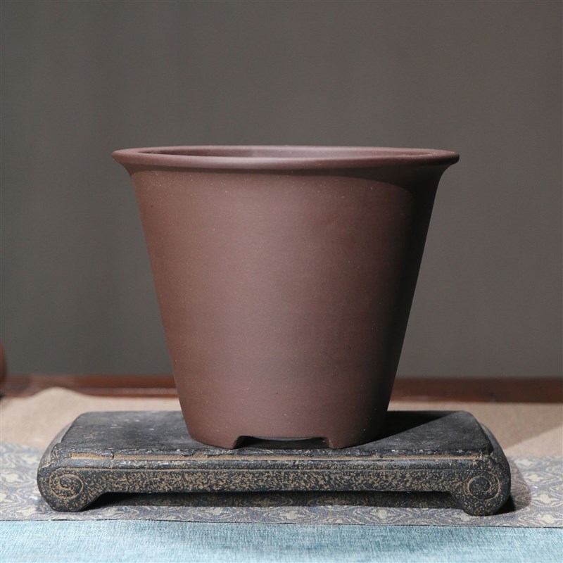 紫砂花盆斗笠盆斗盆手工兰花盆精品春兰盆觅陶乡建兰手工盆景盆