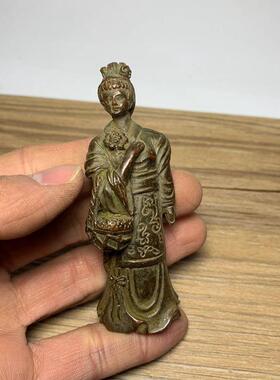 仿古 古玩镀铜 四大美女小摆件手把件度铜微雕 家居装饰人物摆件