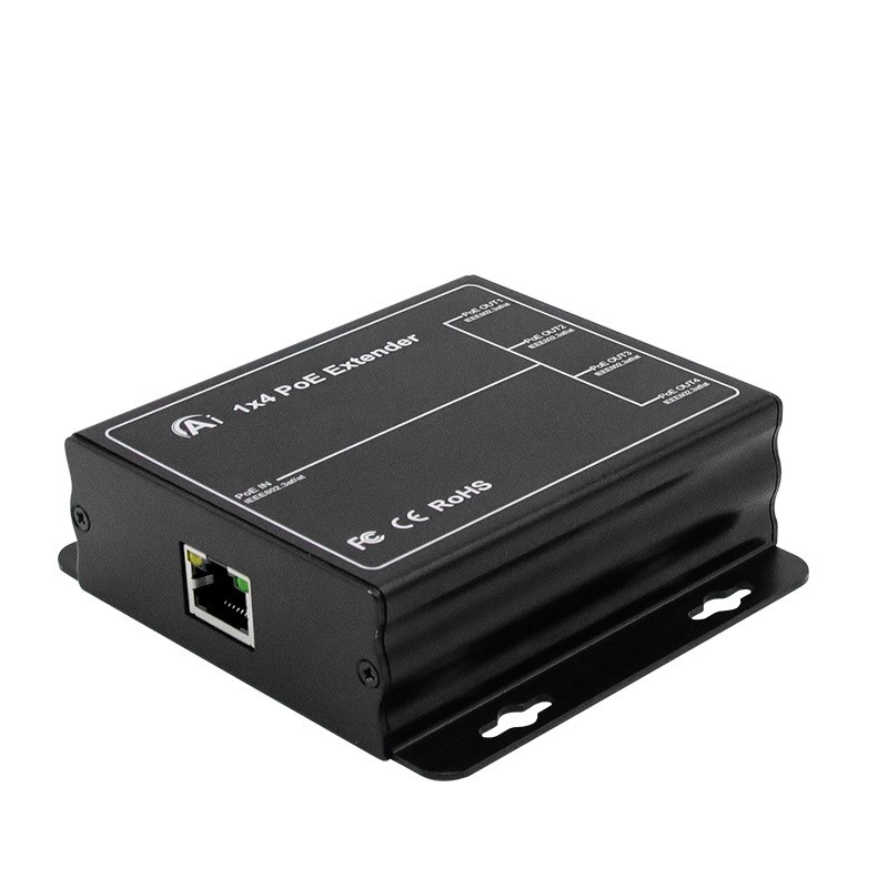 国标1进4出POE中继器网线一拖四POE延长器级联宝PoeExtender