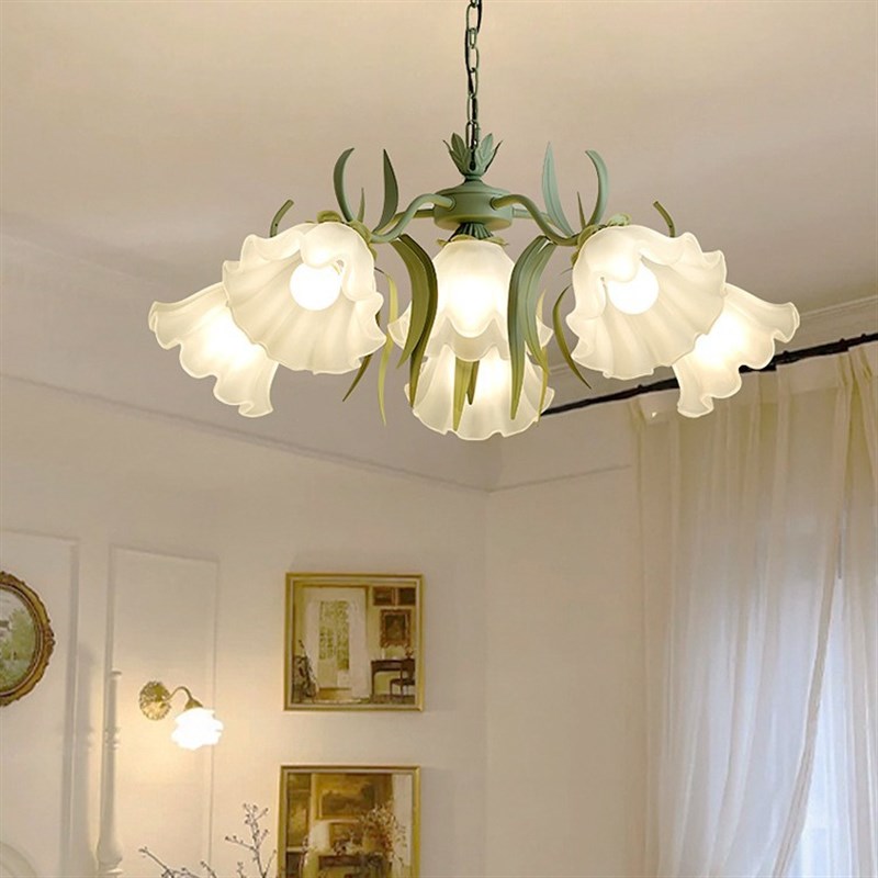客厅吊灯法式乡村铃兰花朵灯美式复古灯具创意网红餐厅卧室灯中山