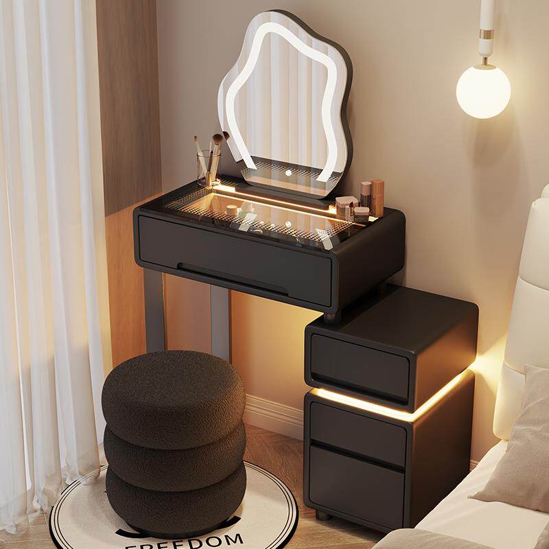 小户型梳妆台卧室60CM现代简约2024新款奶油风主卧斗柜一体化