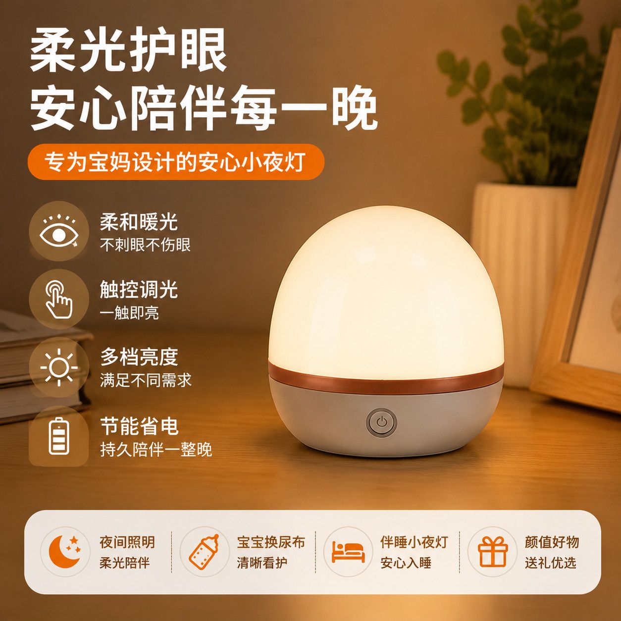 小夜灯卧室睡眠床头灯护眼台灯婴儿喂奶哺乳照明灯儿童伴睡氛围灯