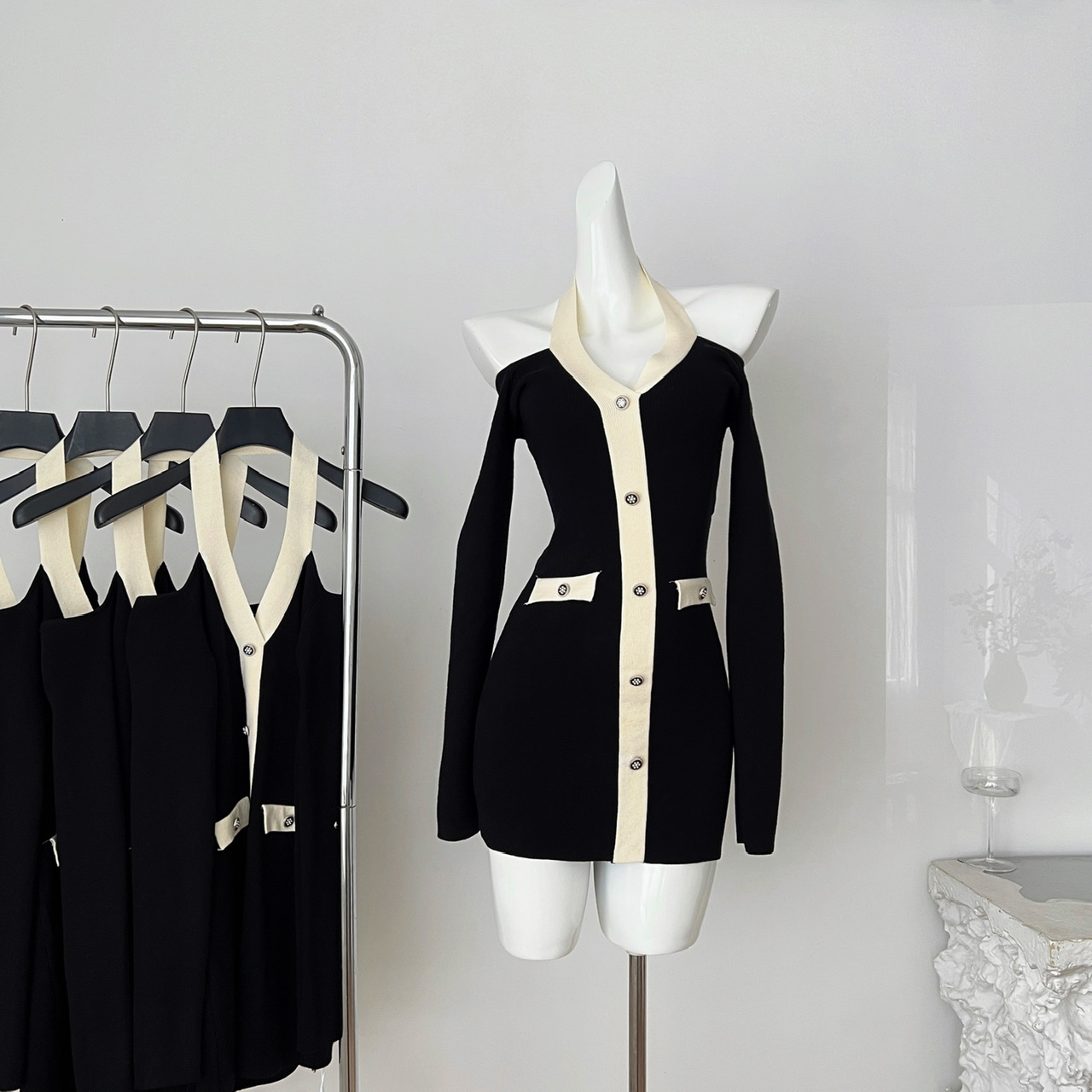 你家辣辣halo lala魅魔速成班撞色针织连衣裙内搭显瘦包臀裙