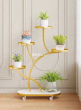 0021310客25新款花架子厅落地式多层2动铁艺花架阳台置物架移室内