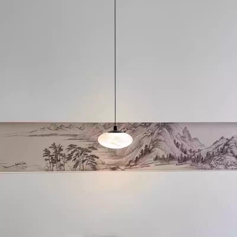 北欧云石卧室床头小吊灯复古楼梯灯具中古吧台升降吊线灯中式灯饰