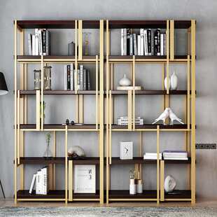 轻奢不锈钢LOFT架子北欧书架置物架落地办公卧室客厅酒店不锈钢架