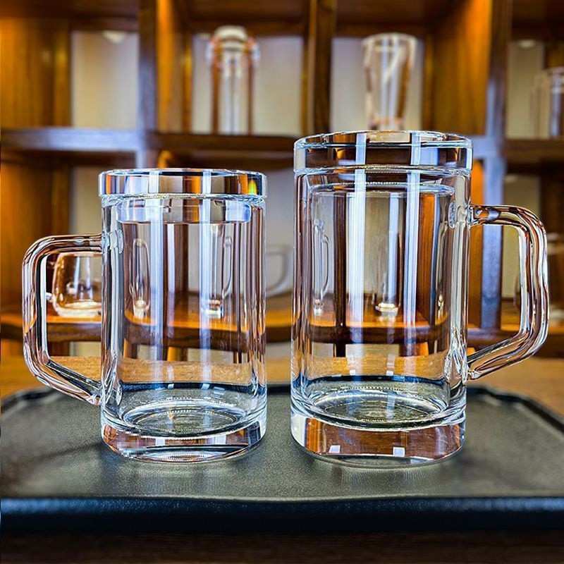机器切割天然原石水晶杯大容量水晶玻璃盖杯办公茶室茶杯跨境送礼