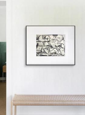 5YA1黑白客厅装饰画抽象小众玄关墙面餐厅挂画后现代大幅样