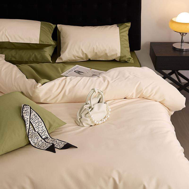 冰川雪松｜100s长绒棉床上四件套全棉纯棉贡缎双拼床单被套床笠4