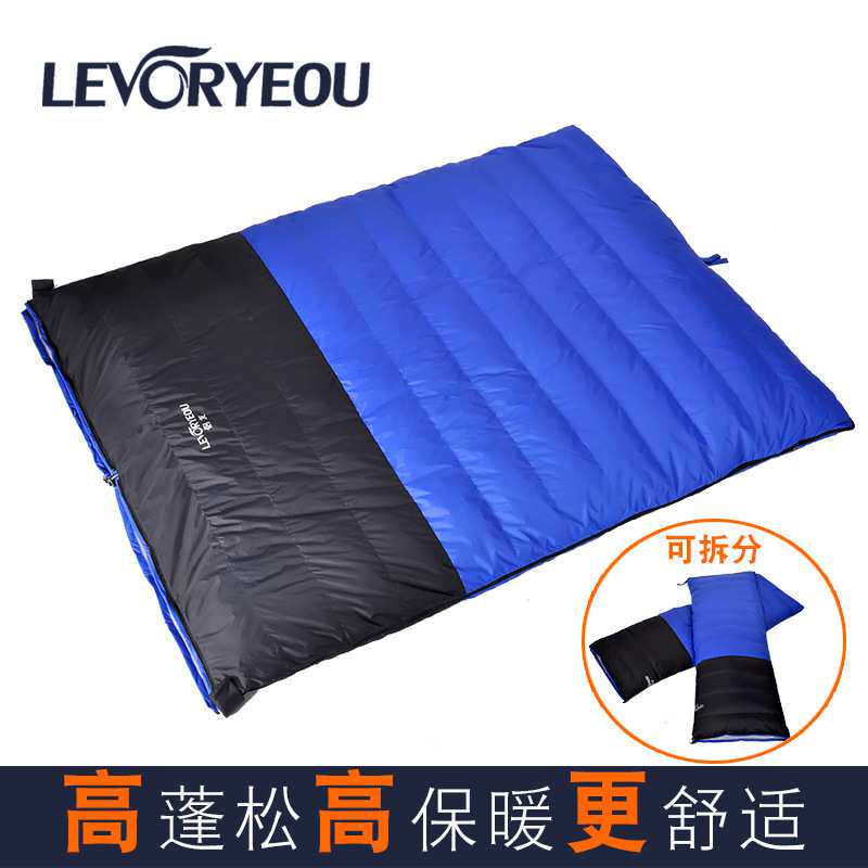 睡袋成人户外双人羽绒加厚冬季大人睡袋鸭绒露营便携式防寒家用批