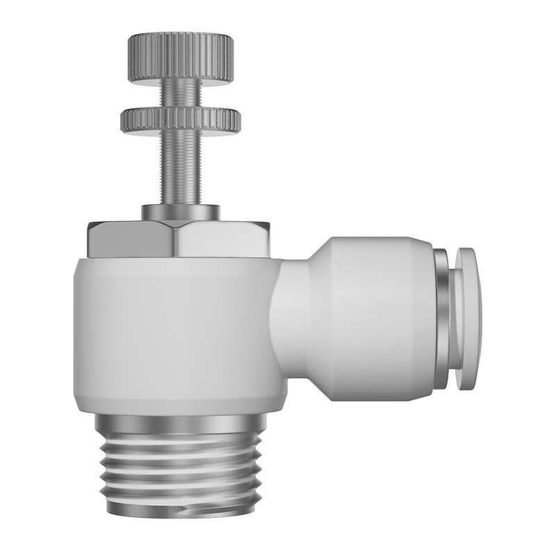 TPM朝日气动白色L型节流阀SL12/14气管调速快插01/02/03-100只装