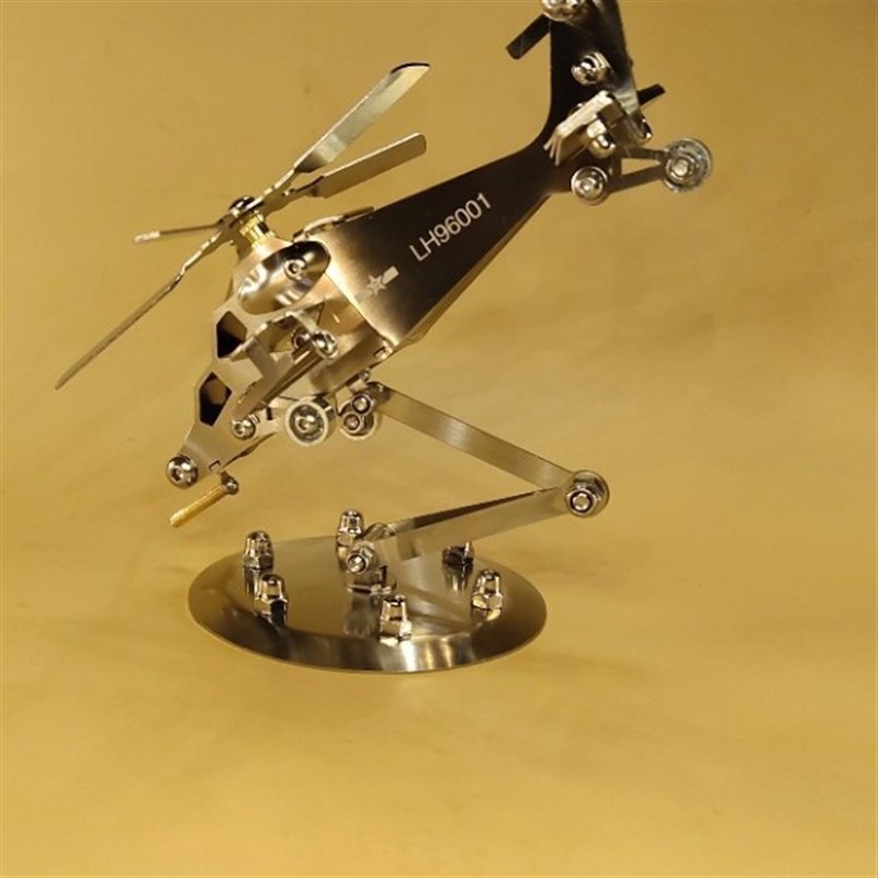 新品不锈钢武直10直升飞机模型金属质感工艺品办公室家居装饰摆件