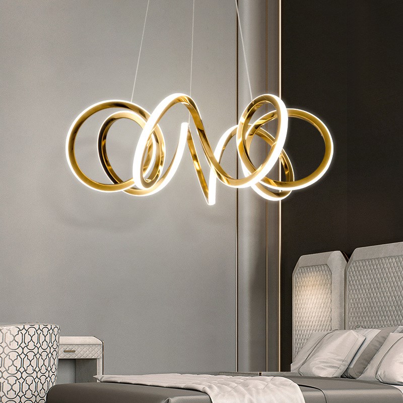 弹簧圈轻奢客厅吊灯现代简约高端设计师不锈钢艺术线条卧室餐厅灯