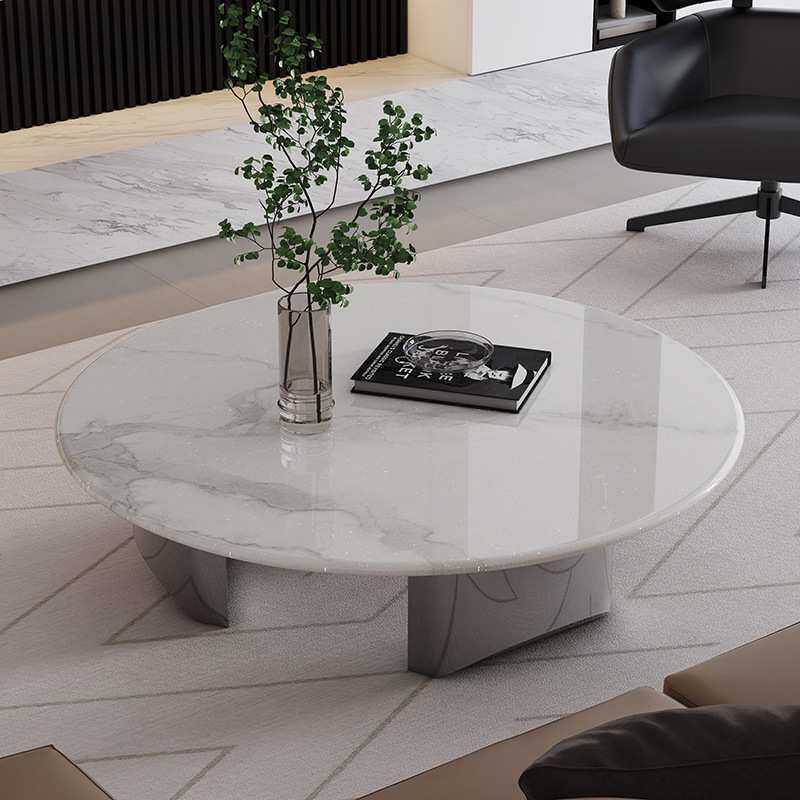 家用微晶石大理石超晶石茶几组合网红爆款意式轻奢圆形茶几客厅