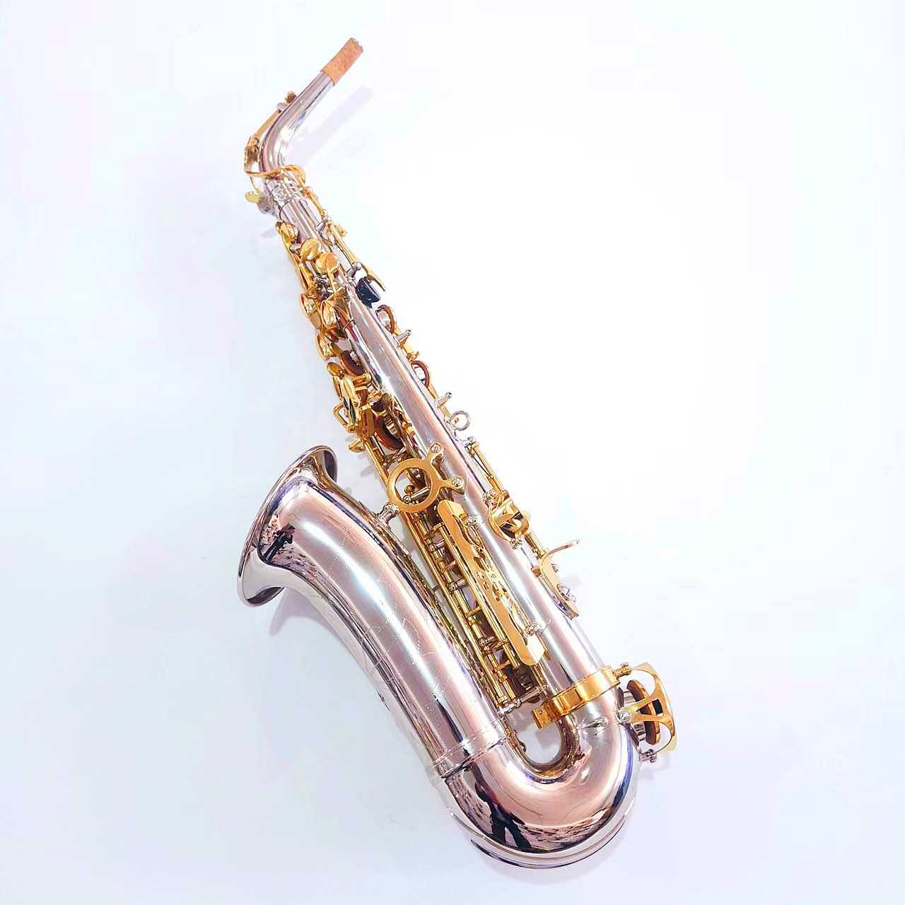 跨境货源降E调镀镍金键中音萨克斯鲍鱼暗扣白镍SAX风金属管演奏型