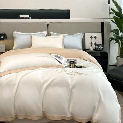 夏季可水洗真丝双人轻奢丝滑冰丝床上四件套夏季凉感床品家用高级