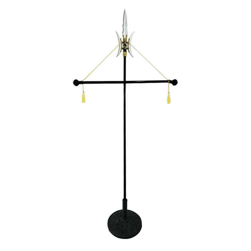 仿古旗杆方天画戟带底座战旗十字手举黑色旗杆T型伸缩不锈钢旗杆