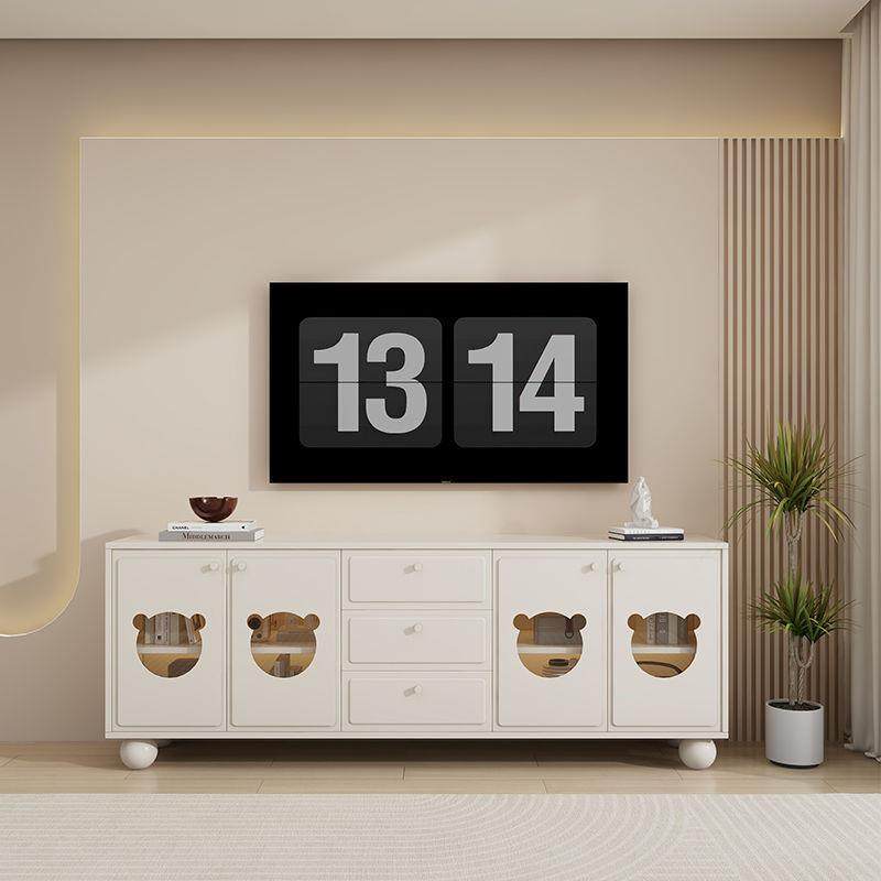 网红奶油风高款电视柜客厅家用收纳储物柜一体现代简约小户型落地