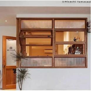 老榆木折叠窗实木上下推拉木窗提拉民宿商铺框架咖啡店民宿简约窗